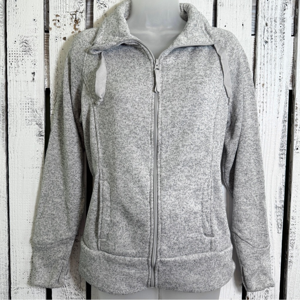 DANSKIN NOW Women’s Fleece Lined Jacket Full Zip Size Medium Heather Gray Cozy